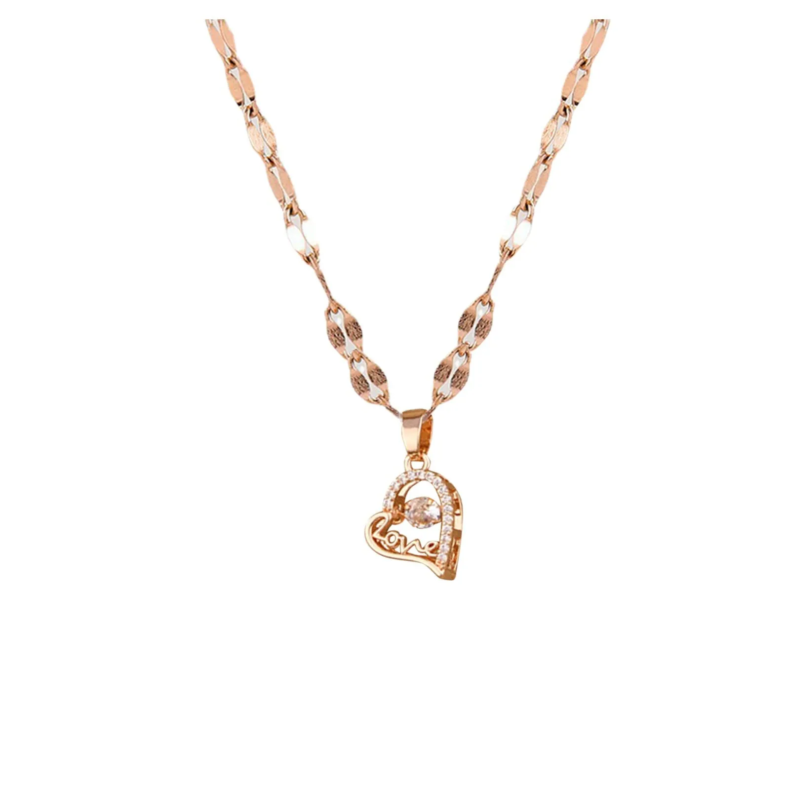 Chains Pearl Necklaces Women - Rose Gold Clever Pendant Titanium Steel Adjustable Jewelry