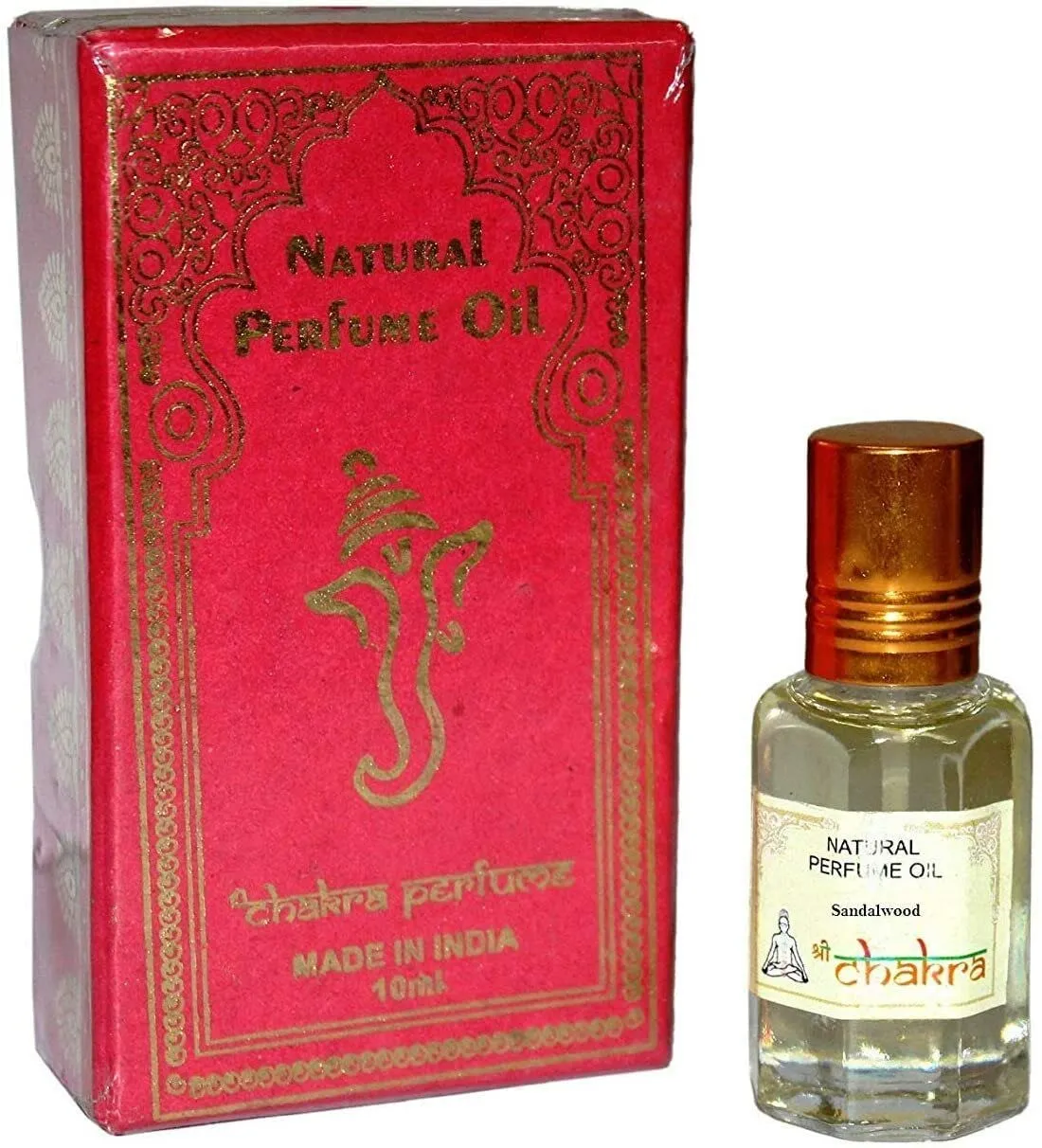 Chakra Natural Sandalwood Perfume Oil 10ml - Unisex Alcohol-Free Concentrated Fragrance