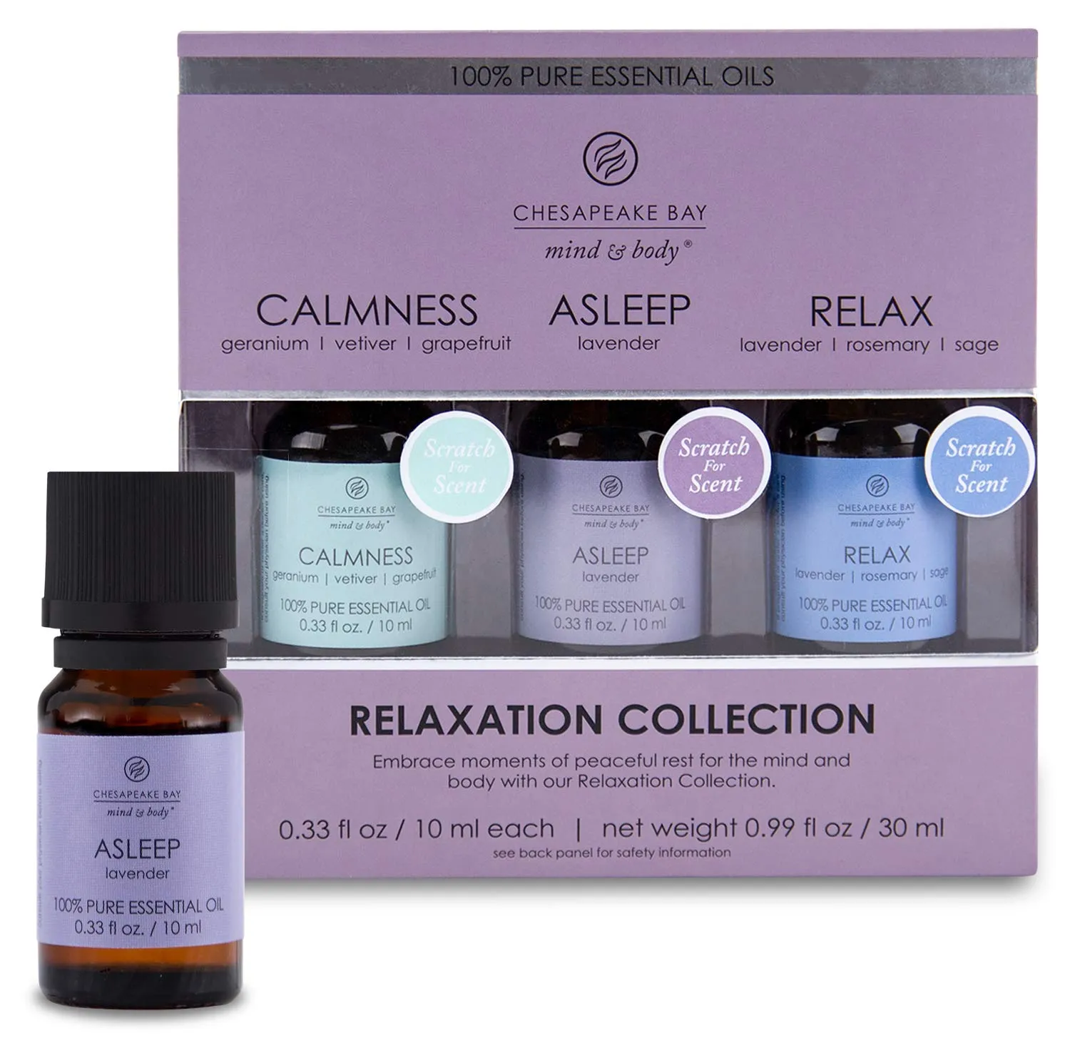 Chesapeake Bay Candle Relaxation Essential Diffuser Oils Set - Asleep, Calmness, Relax (3-Pack)