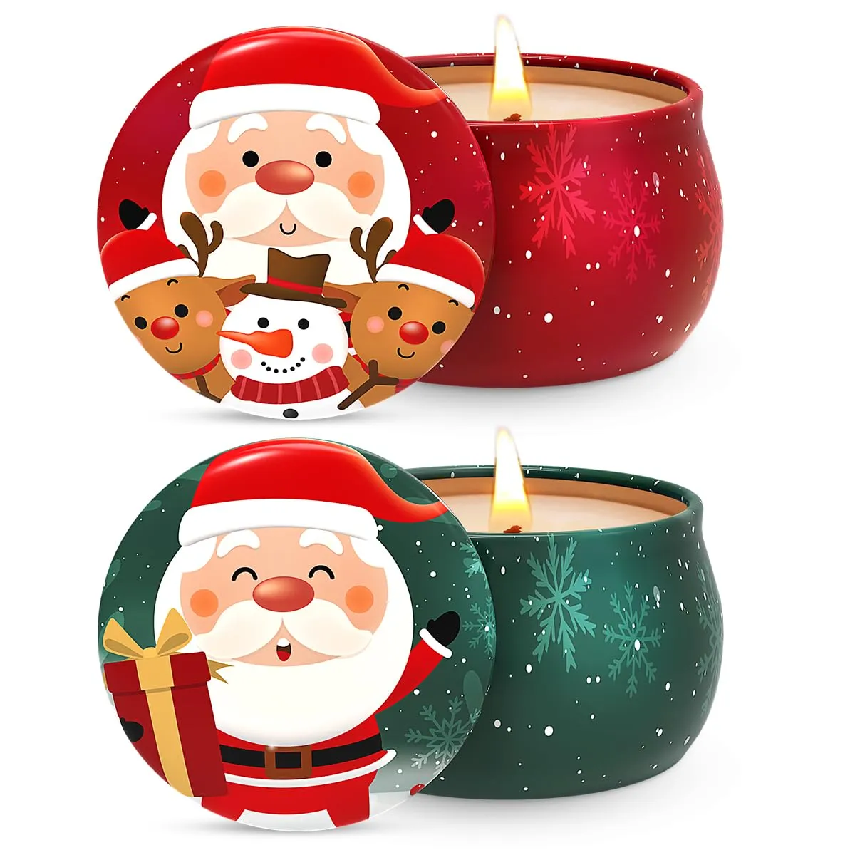 Christmas Snowman Aromatherapy Gift Set - 4.4oz Apple & Cinnamon and Cedar Scented Candles