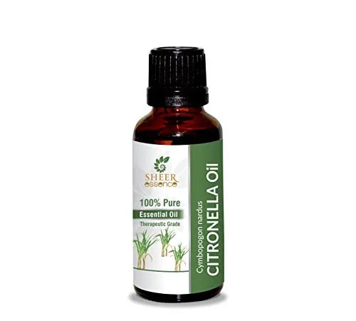 Citronella Oil 100% Pure Natural Undiluted Therapeutic Grade 0.33 FL.OZ by Sheer Essence