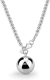 Classic Women's 925 Sterling Silver Bead Chain Necklace with Heart Pendant, 18-34'' Length