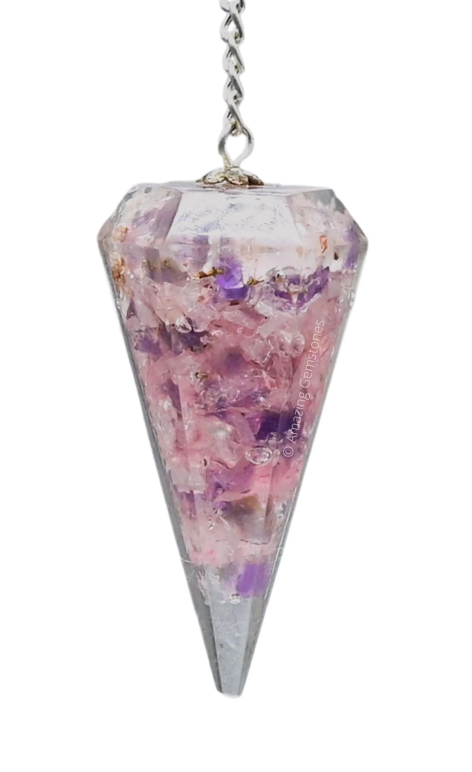 Clear Quartz/Rose Quartz/Amethyst Orgone Crystal Pendulum for Dowsing and Divination, 2-Inch