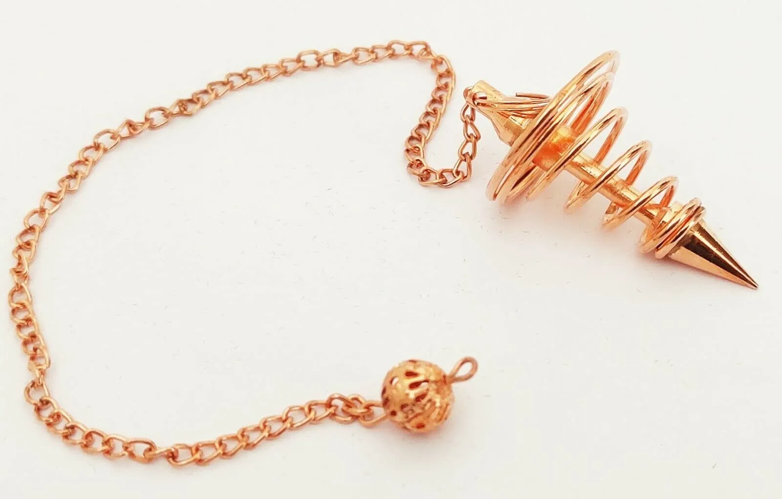 Copper Metal Swirl Pointed Pendulum for Divination, Reiki Healing, Dowsing, Spiritual Balancing