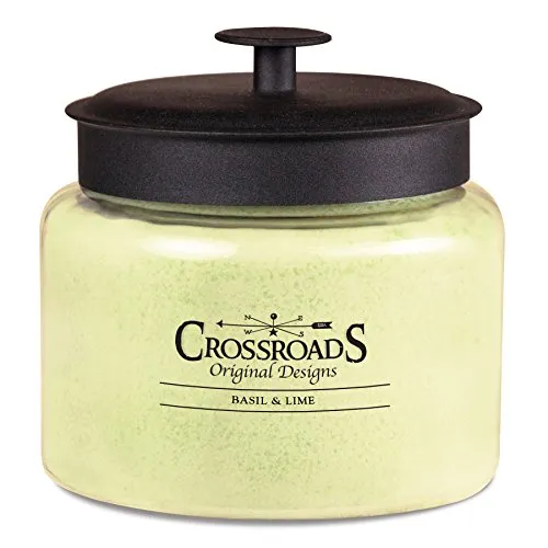 Crossroads Basil & Lime Scented 4-Wick Candle - 64 oz Clean-Burning Paraffin Wax, USA-Made