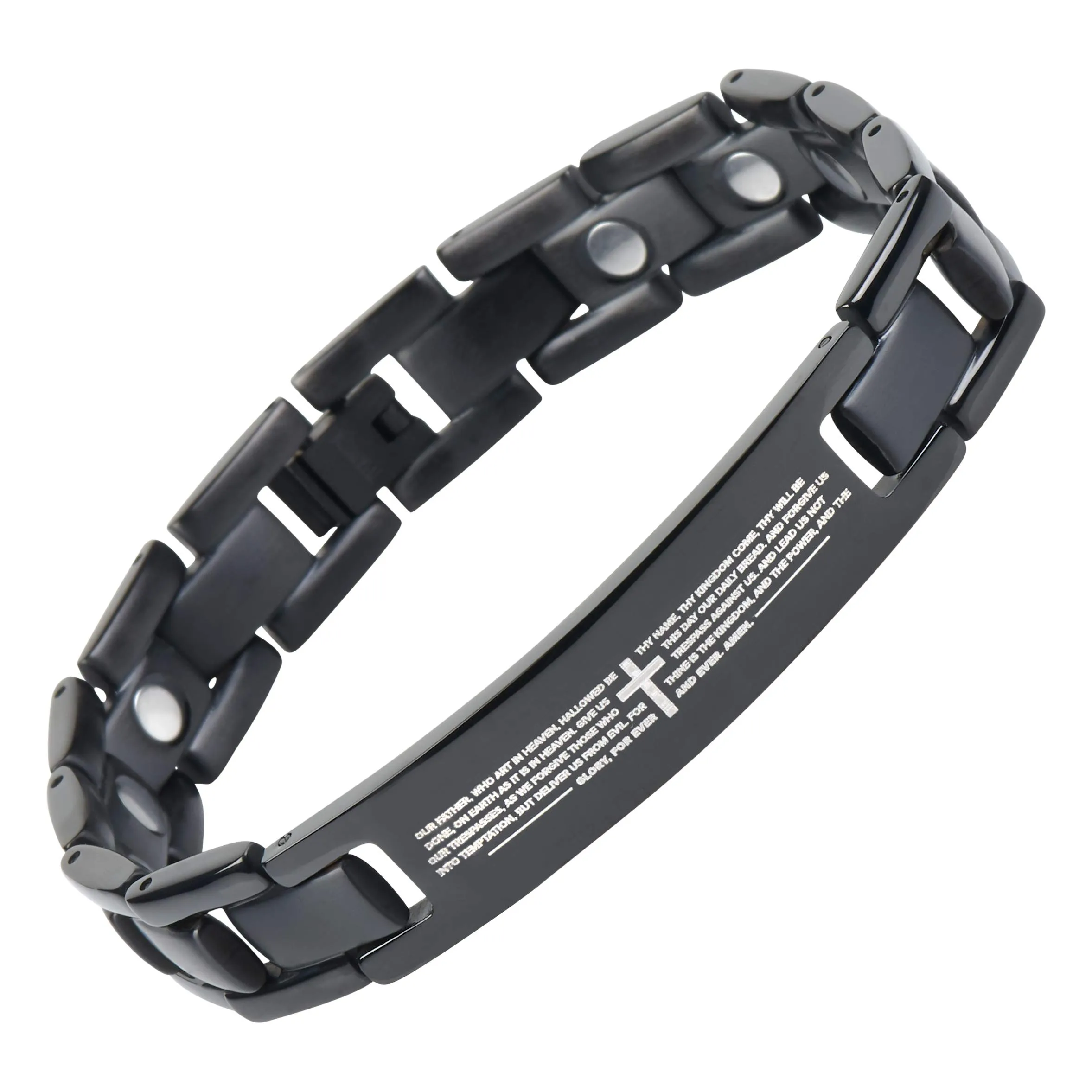 Crosstraxx Lord's Prayer Titanium Magnetic Bracelet 8.5x0.5 - Adjustable Motivational Gift