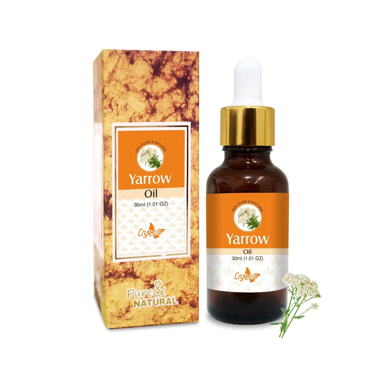 Crysalis Yarrow Essential Oil 30ml - Pure, Organic, Undiluted with Herbaceous Aroma