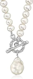 Cultured Baroque Pearl Toggle Necklace 6-6.5mm & 11-12mm Sterling Silver 18 Inches