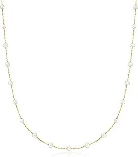 Cultured Pearl Station Necklace in 14kt Yellow Gold - 20 Inches by Ross-Simons