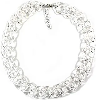 Curb Appeal Transparent Acrylic Necklace with Silvertone Chain, Adjustable 18-20 Inches