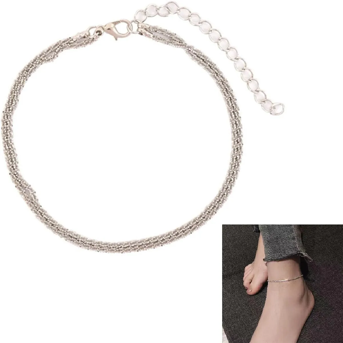 CZTICLE Magnetic Therapy Anklet for Women - Silver, Triple Protection, Lymphatic Detoxification