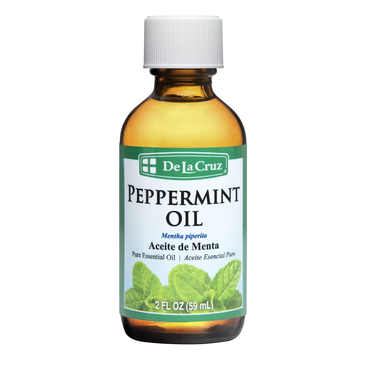 De La Cruz Pure Peppermint Essential Oil 2 Ounces, Steam-Distilled, Vegan, No Preservatives