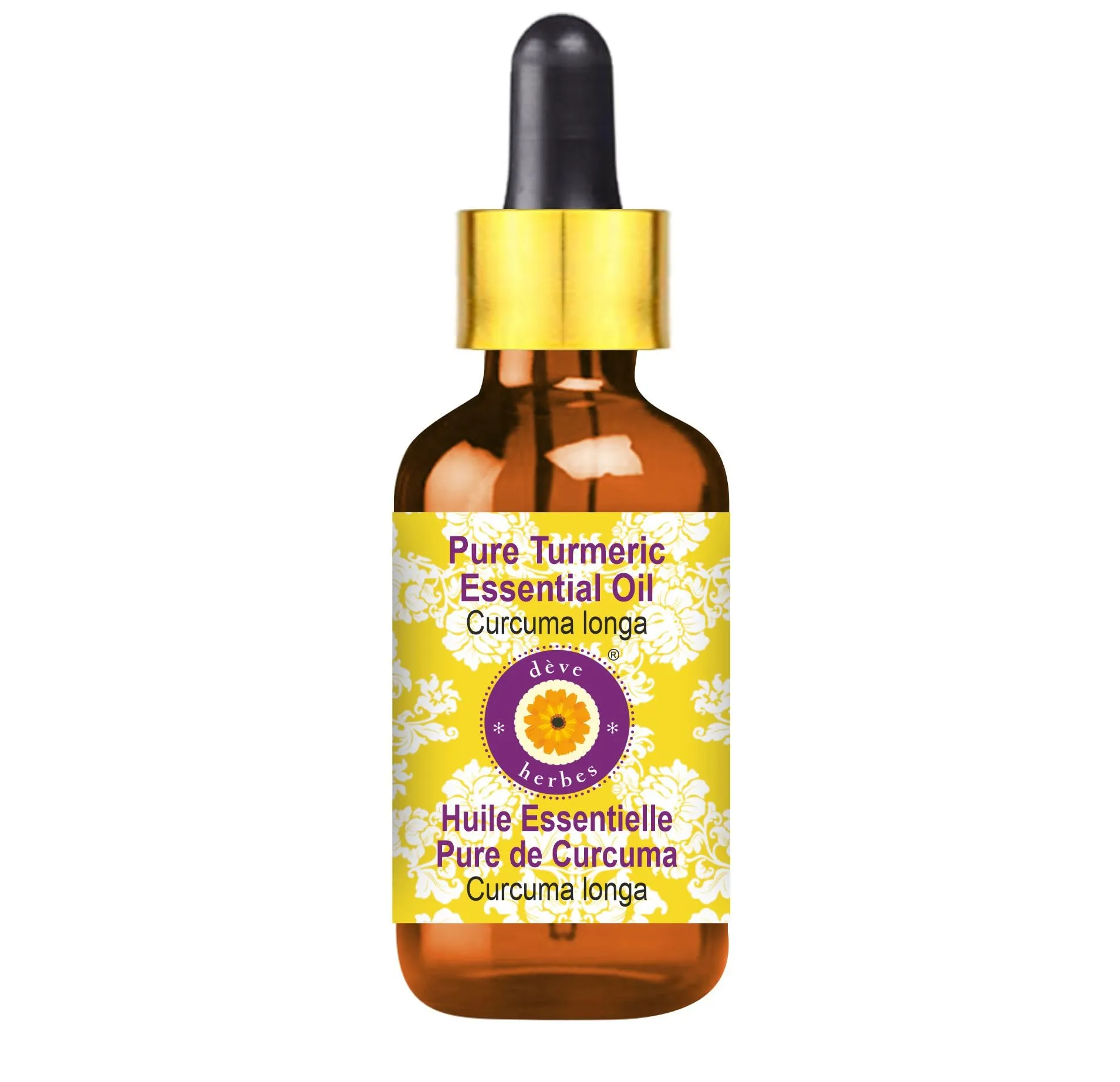 Deve Herbes Pure Turmeric Essential Oil 5ml, Steam Distilled, Natural & Undiluted, Vegan, Cruelty-Free