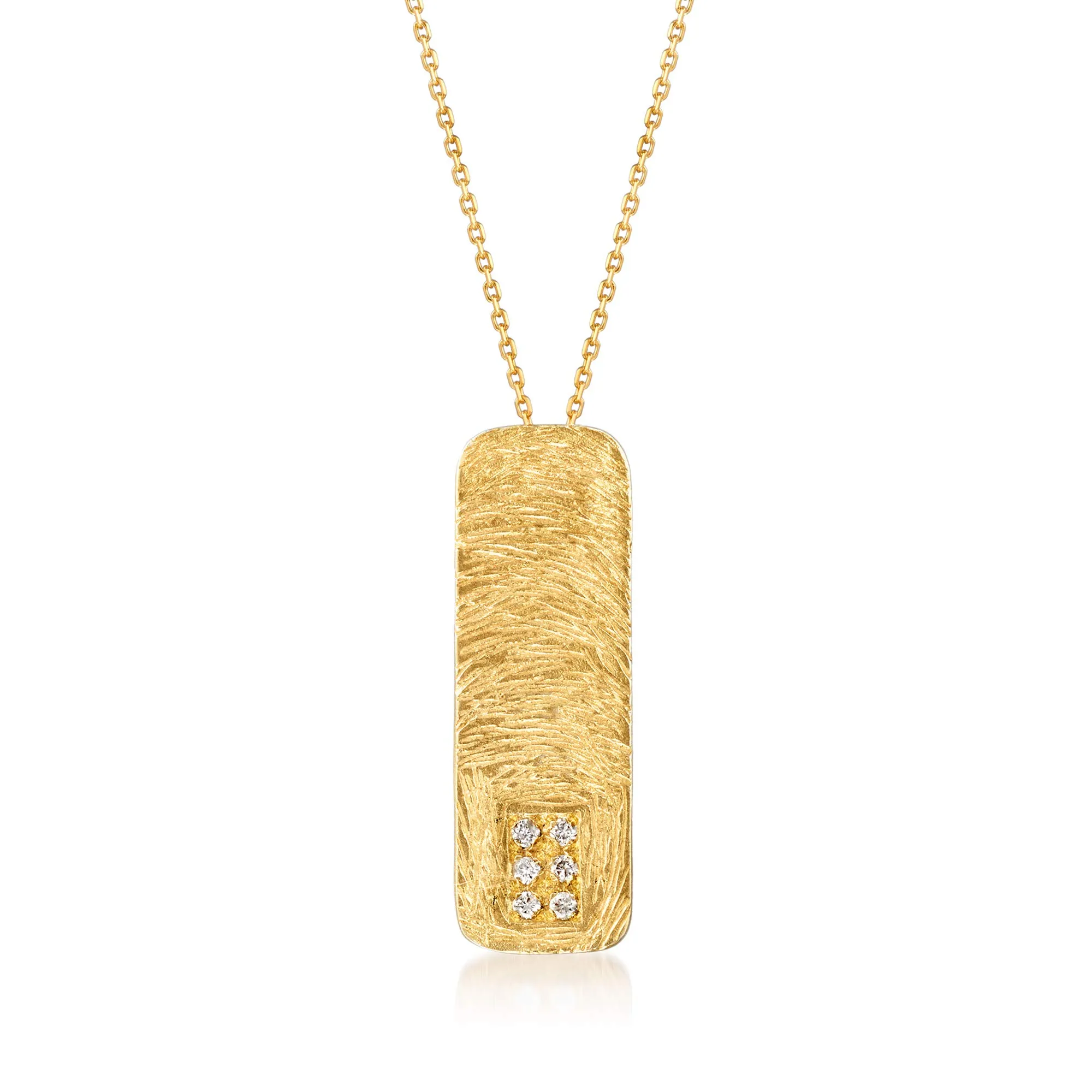 Diamond-Accented Vertical Bar Necklace in 18kt Gold Over Sterling with 0.08 ct. Diamonds