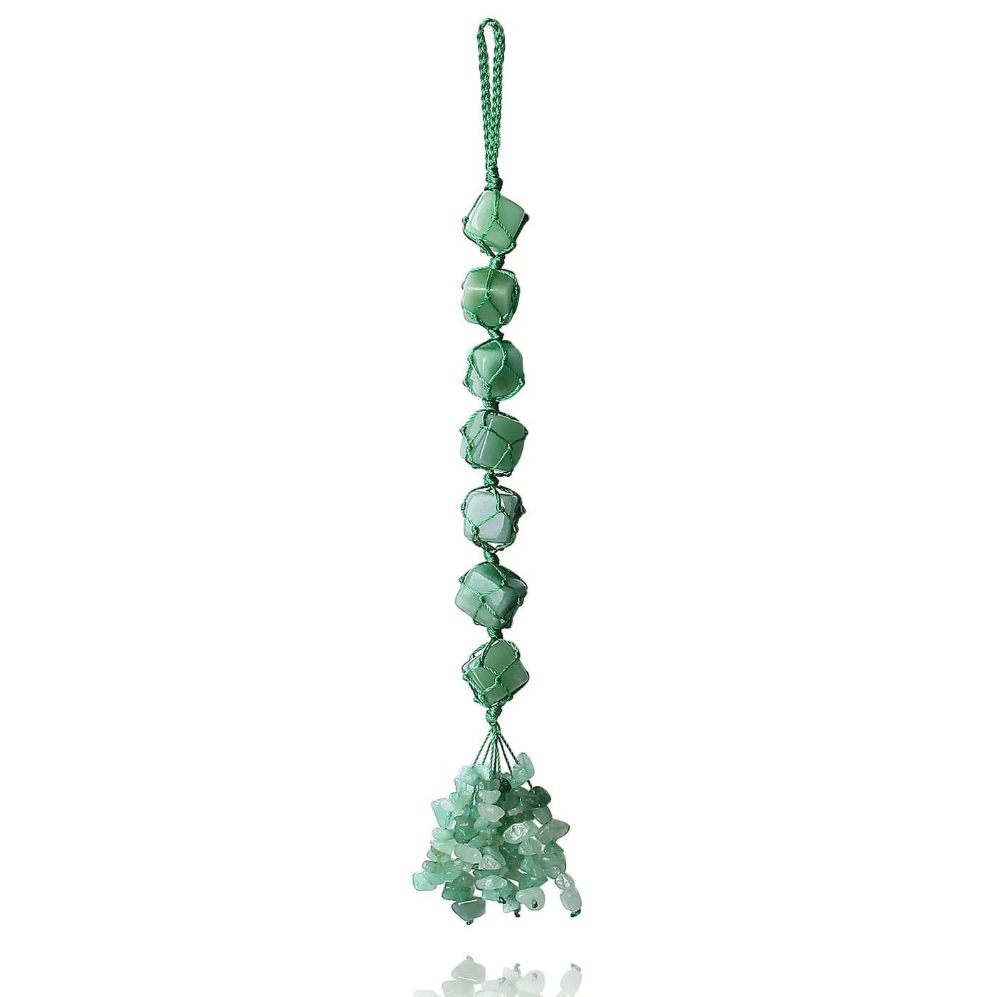 DUQGUHO Green Aventurine Gemstone Polished Tumbled Stones Hanging Ornament for Meditation