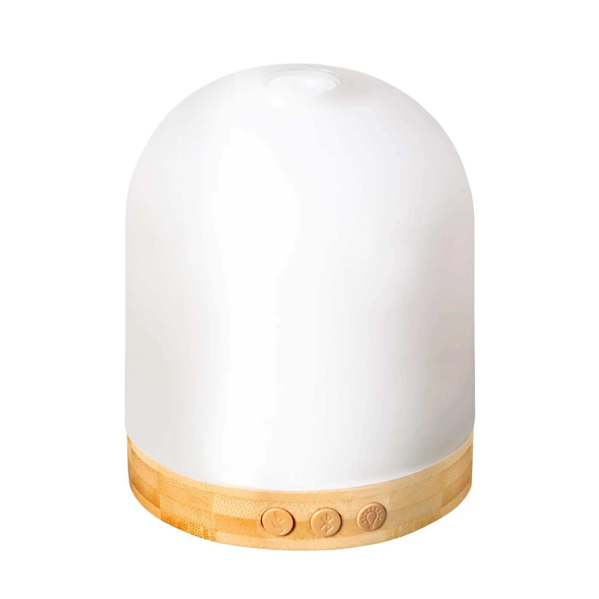 EARTHLITE Essential Oil Diffuser & Bluetooth Speaker – White, 6oz, Ultrasonic, Bamboo Base