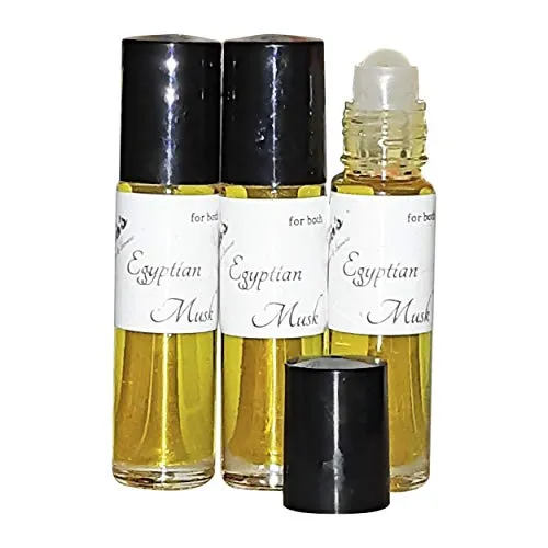 Egyptian Musk Fragrance Oil Roll-On – 3 Bottles 10ml Each – Long-Lasting, Non-Alcoholic Body Oil