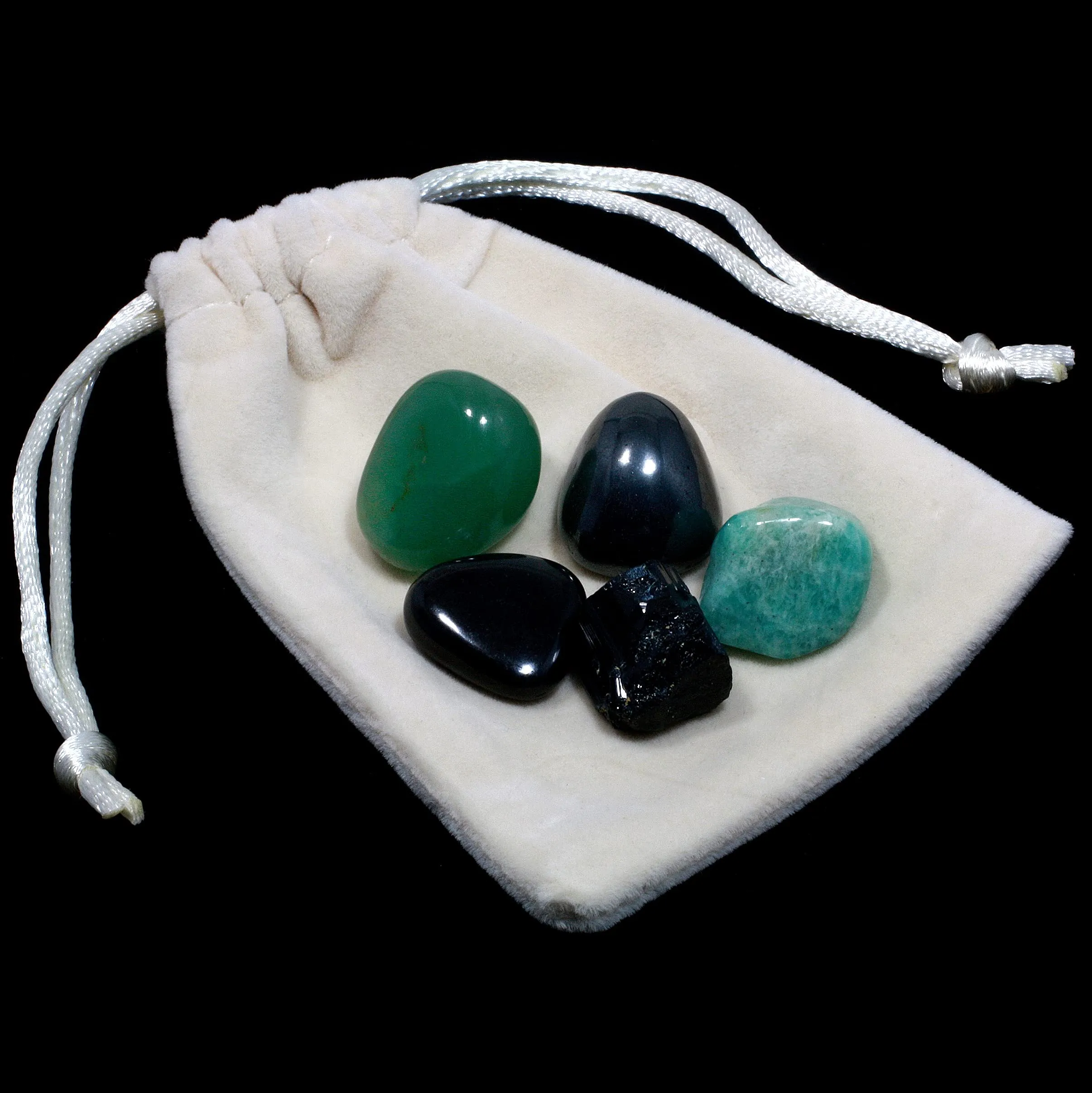 Electromagnetic Protection Crystal Healing Pack - Aventurine, Hematite, Amazonite, Tourmaline, Shungite