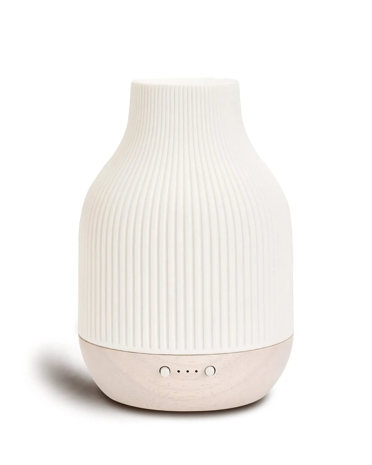 Elegant Ceramic Essential Oil Diffuser with Solid Wood Base & Ambient Light – 180ML Aromatherapy