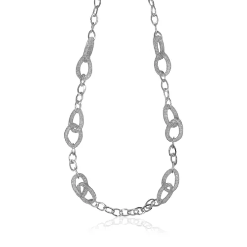 Elegant Women's Long Crystal Necklace - Statement Teardrop Link Chain in Gold & Silver