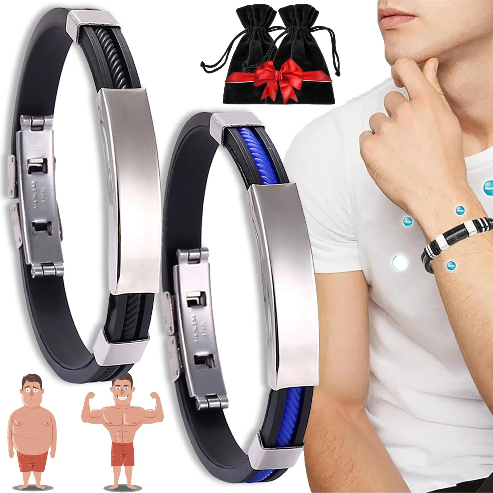 Epochy Beauty Titanium Wristband Pro, Adjustable Therapeutic Bracelet for Men & Women, 2PCS-G