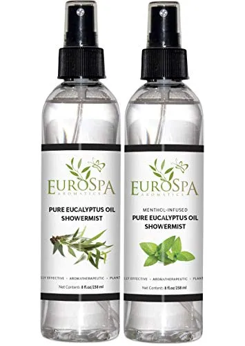 EuroSpa Aromatics 100% Pure Eucalyptus Oil ShowerMist, All-Natural Aromatherapy, 8 oz Variety Pack