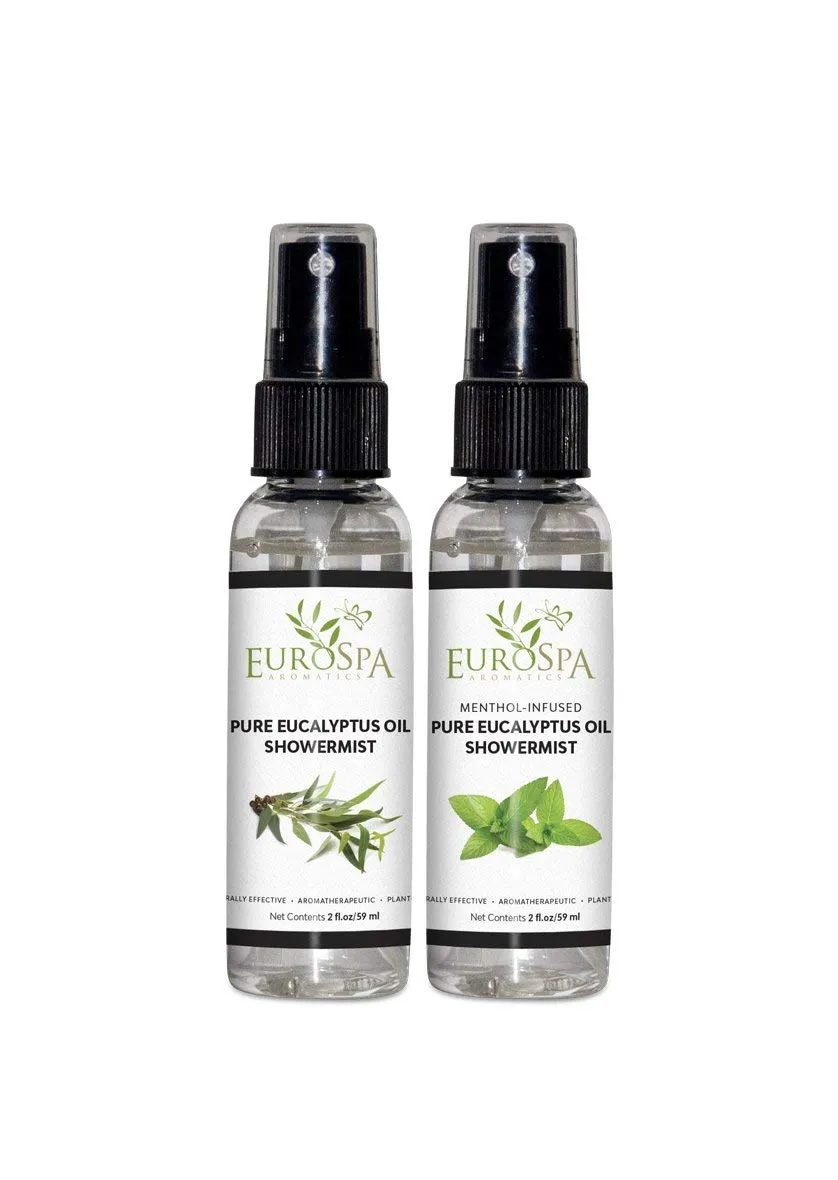 EuroSpa Aromatics Eucalyptus Oil ShowerMist, 2 oz Twin Pack - All-Natural Aromatherapy Spray