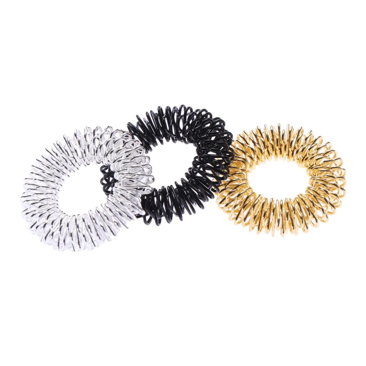 EXCEART 3pcs Fidget Acupuncture Rings Gold/Silver/Black for Stress Relief and Concentration Boost