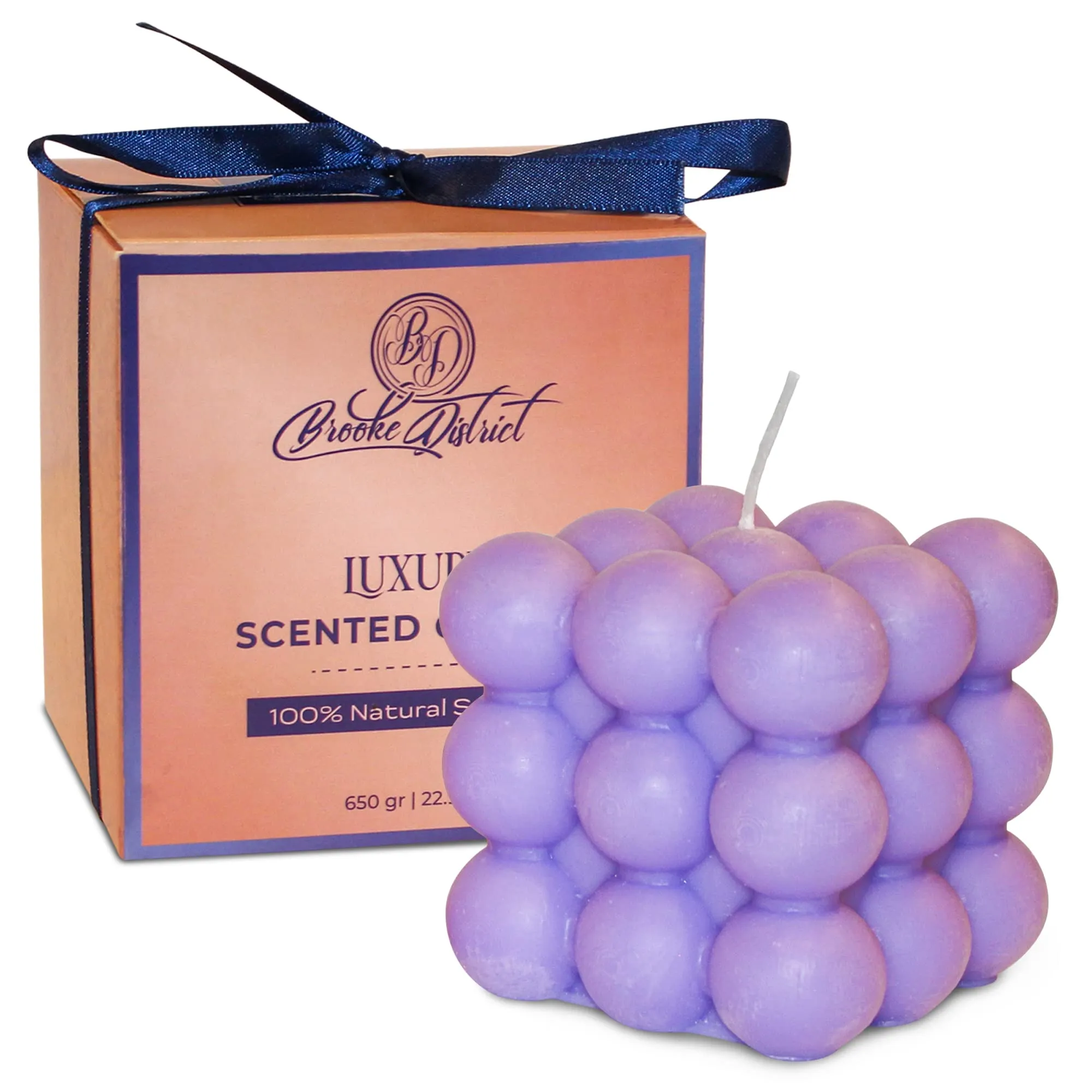 Extra Large Giant Strong Scented Aromatherapy Soy Wax Purple Lavender Bubble Candle