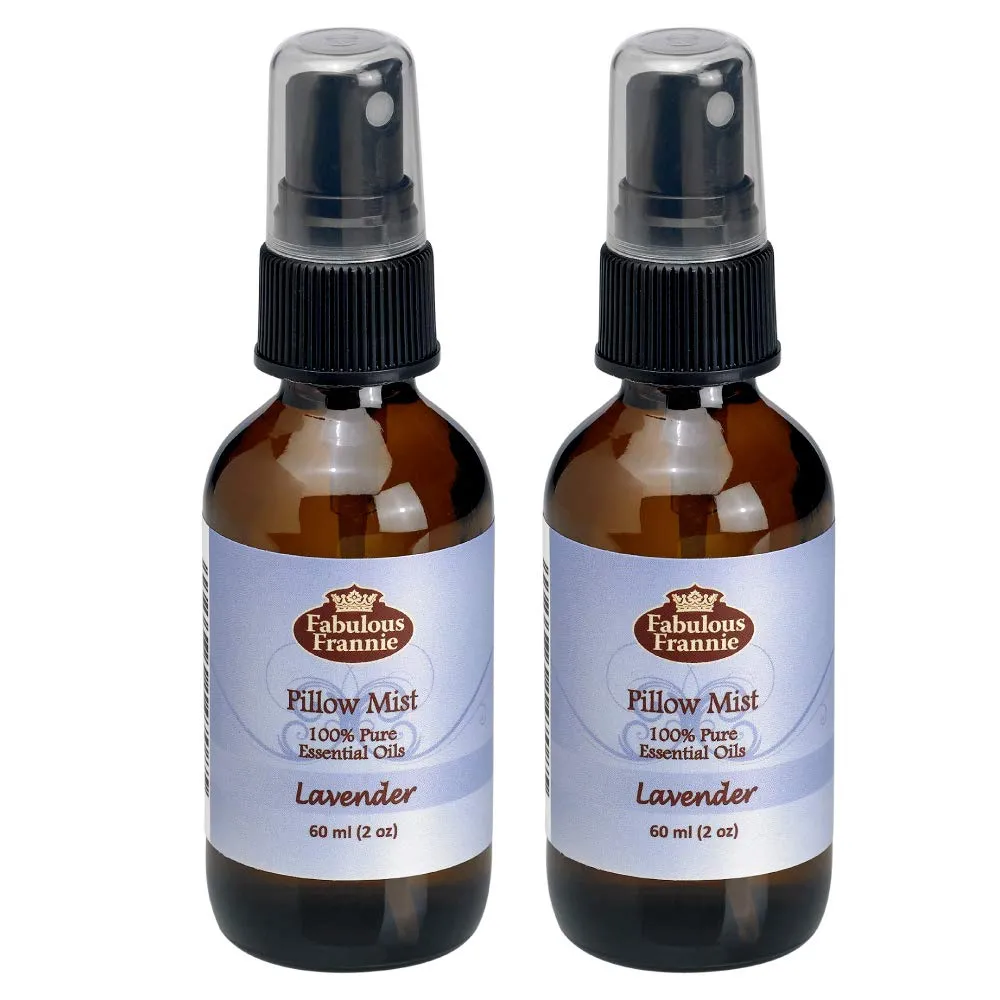 Fabulous Frannie Lavender Essential Oil Pillow Mist 2oz - All Natural Aromatherapy 2-Pack