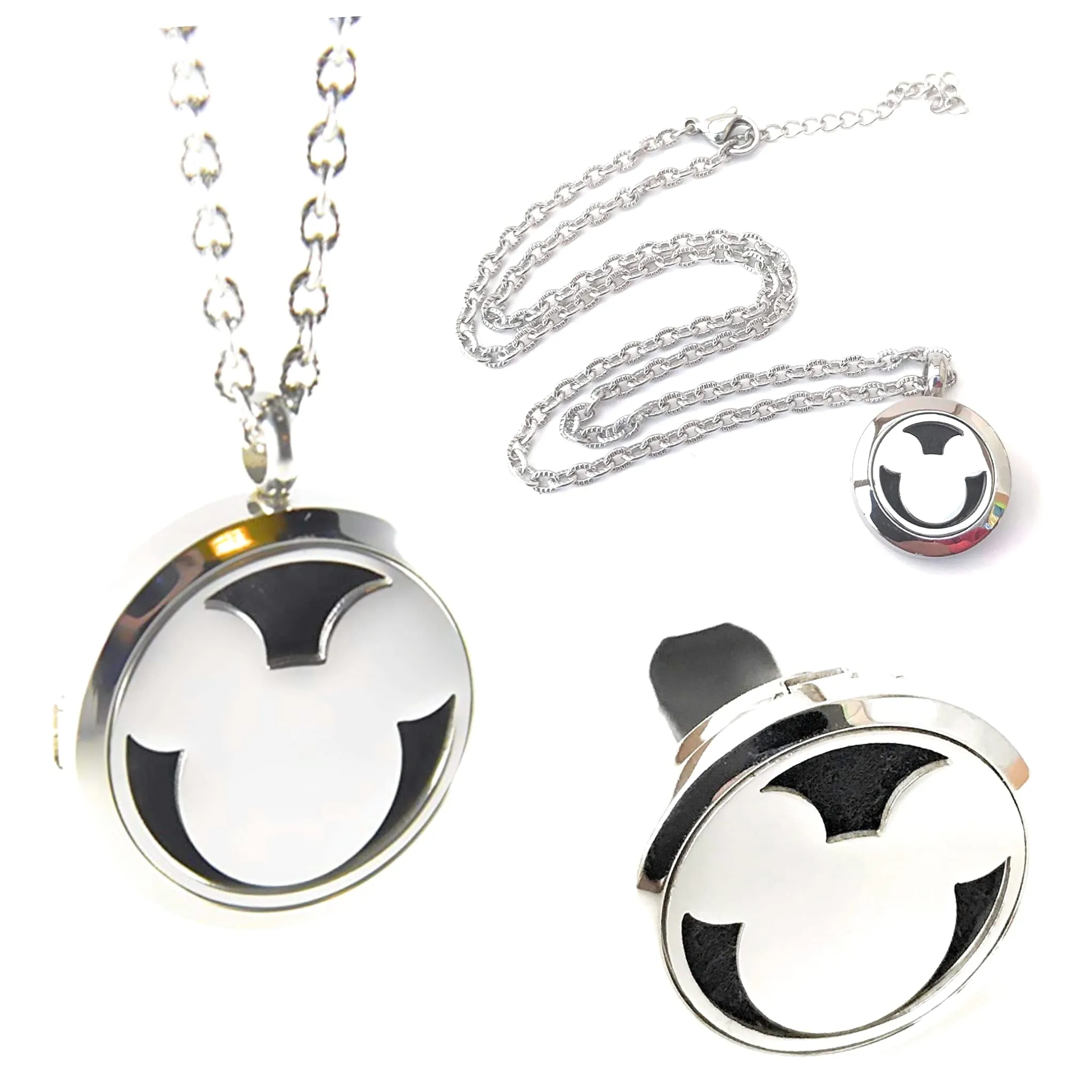 FIKA Mickey Mouse Aromatherapy Essential Oils Necklace Pendant with Reusable Locket Pads