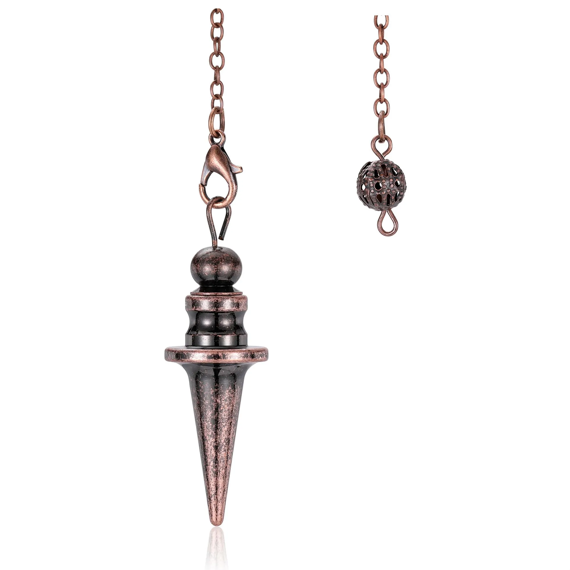 GEHECRST Copper Metal Pendulum for Divination Dowsing Wicca Meditation Scrying, 1.69'x0.63'