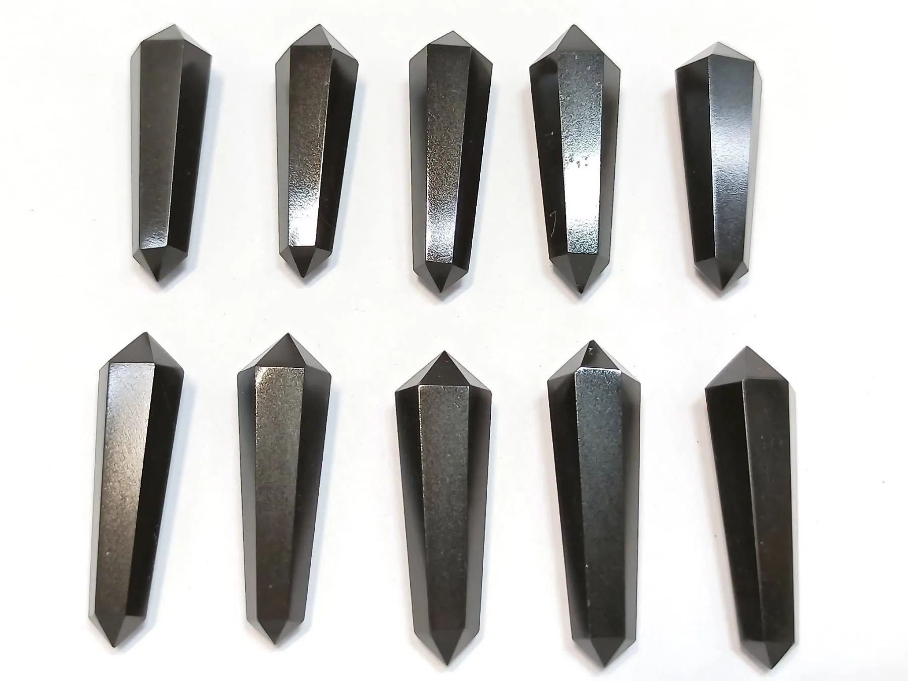 GEMSCITE 10 Pieces Black Tourmaline Double Terminated Crystal Healing for Jewelry Making