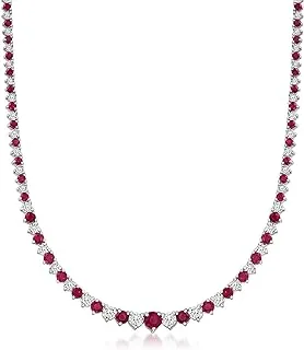 Gemstone & 1.50 ct. t.w. Diamond Tennis Necklace in Sterling Silver