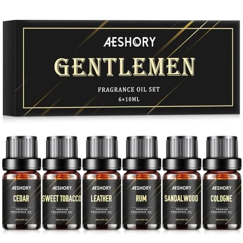 Gentlemen's Essential Oils Set - 6x10ML Aromatherapy Oils for Candle Making & Diffuser