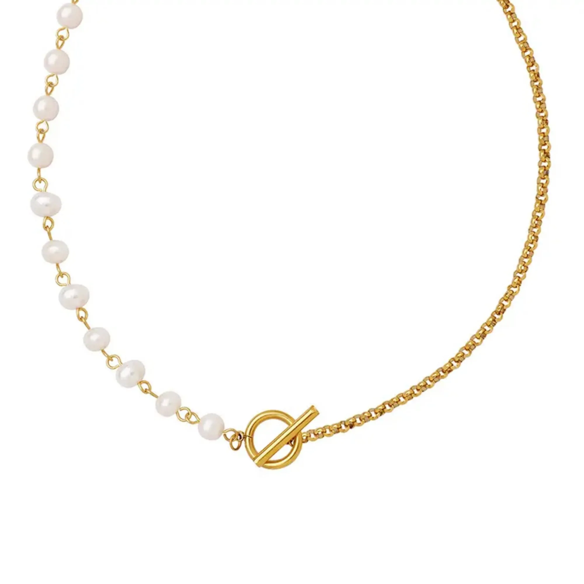 Gold & Pearl Toggle Necklace