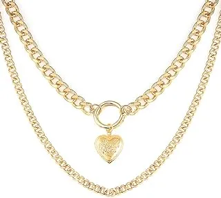 Gold Chain Layered Necklace with Coin and Ball Design for Women