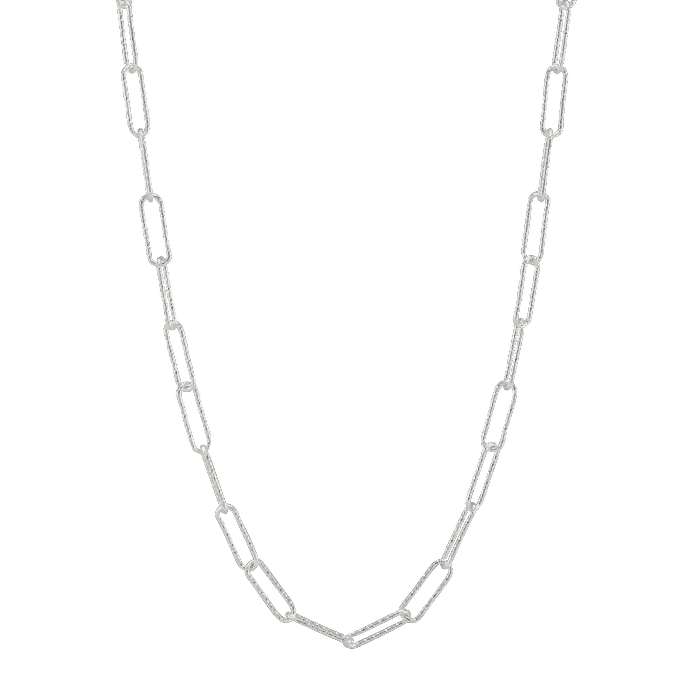 Graffetta Chain Necklace in Textured Sterling Silver, 16' + 2' Extender, Elegant Everyday Wear