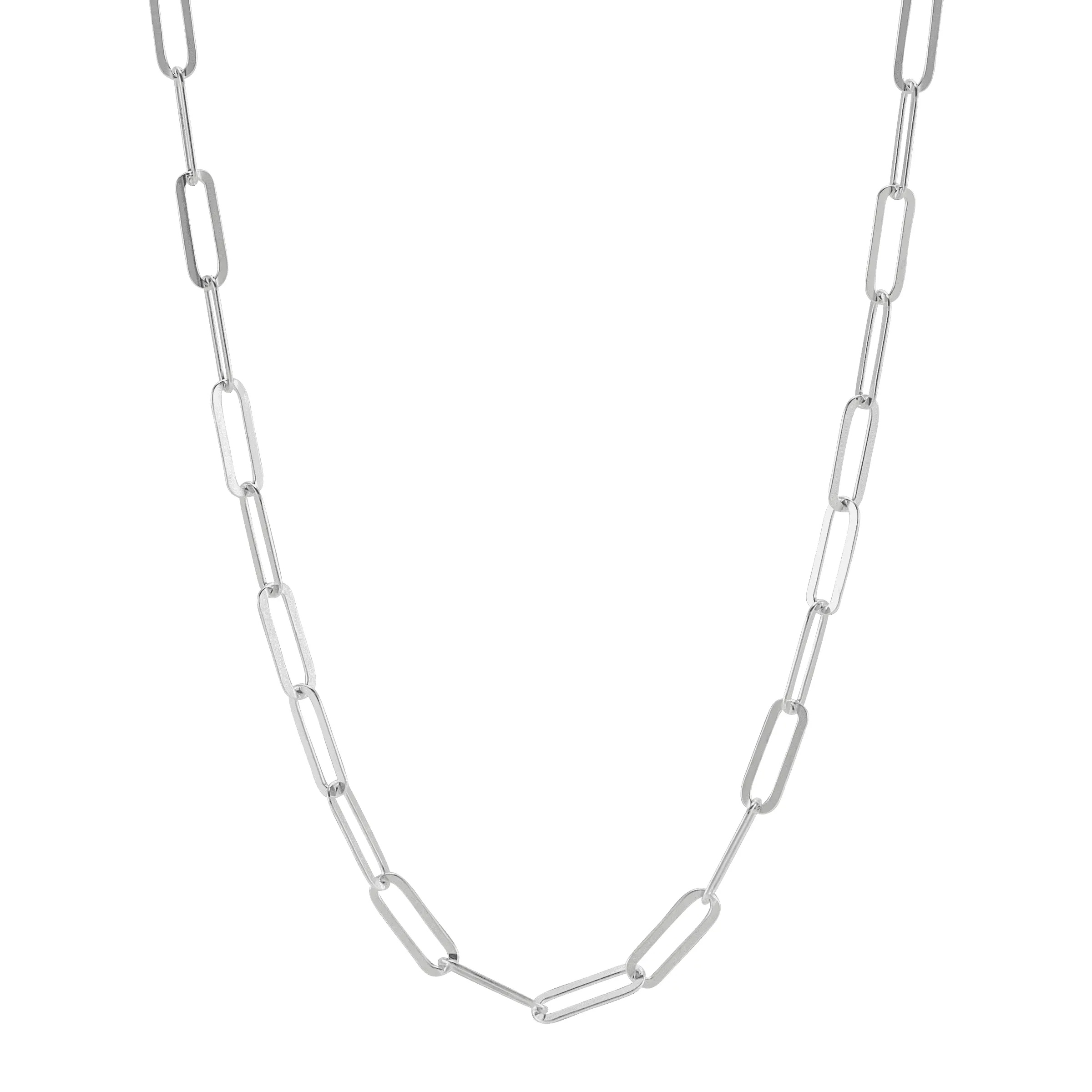 Graffetta Matte' Chain Necklace, Sterling Silver, 22' + 2' Extender, Adjustable Length, Italian Craftsmanship