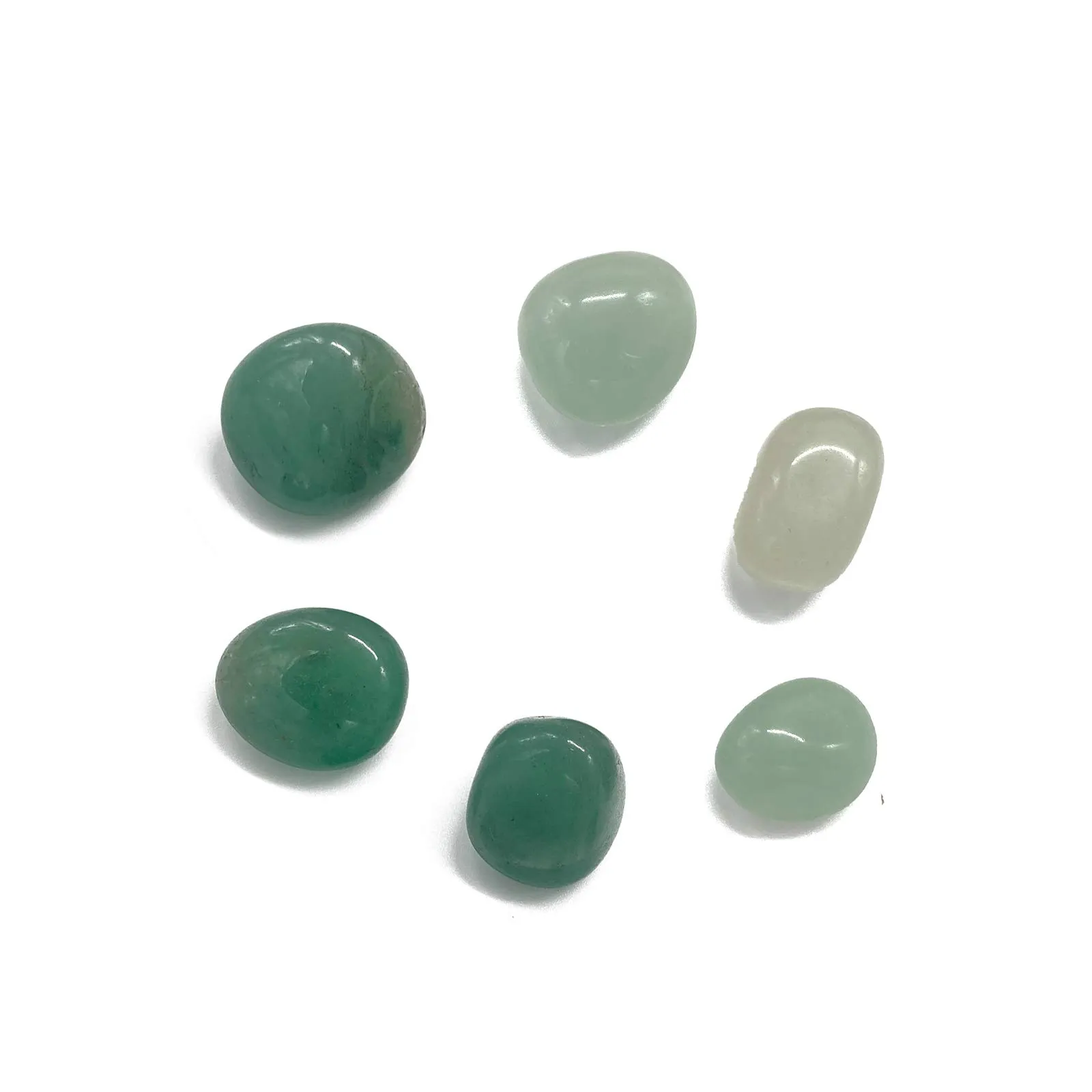 Green Aventurine Tumble Stones Set of 6, Polished Natural Healing Gemstones 0.5'-0.9'