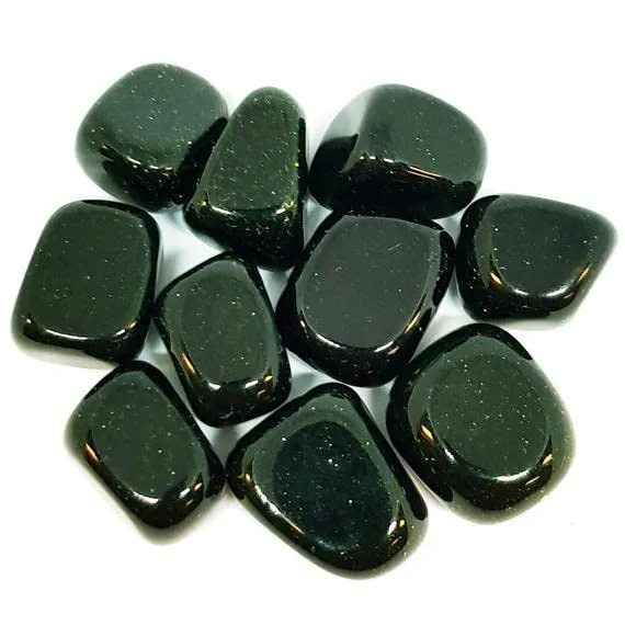 Green Goldstone Tumbled Healing Stones 20-25mm - Abundance, Emotional Healing, Crystal Energy