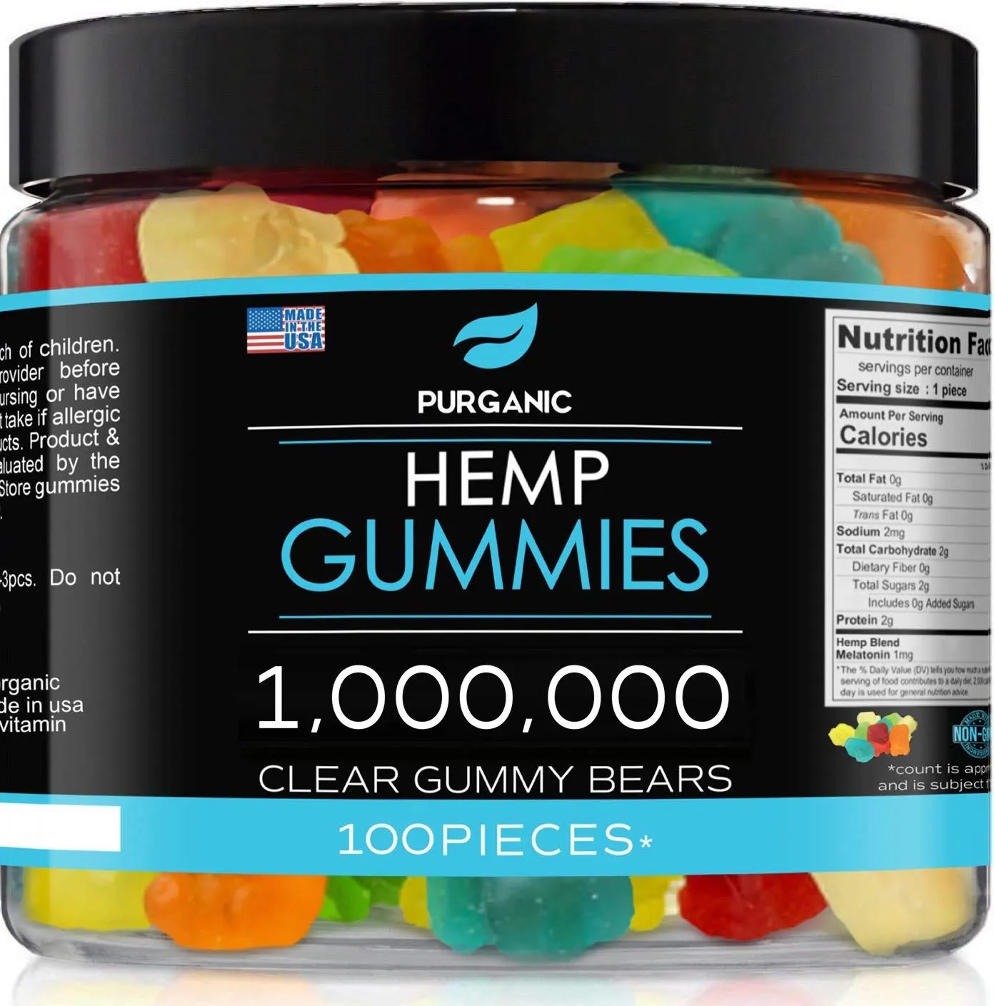 Gummies for Stress & Relaxation – 1,000,000 Natural Fruit Flavors – 100ct Purganic