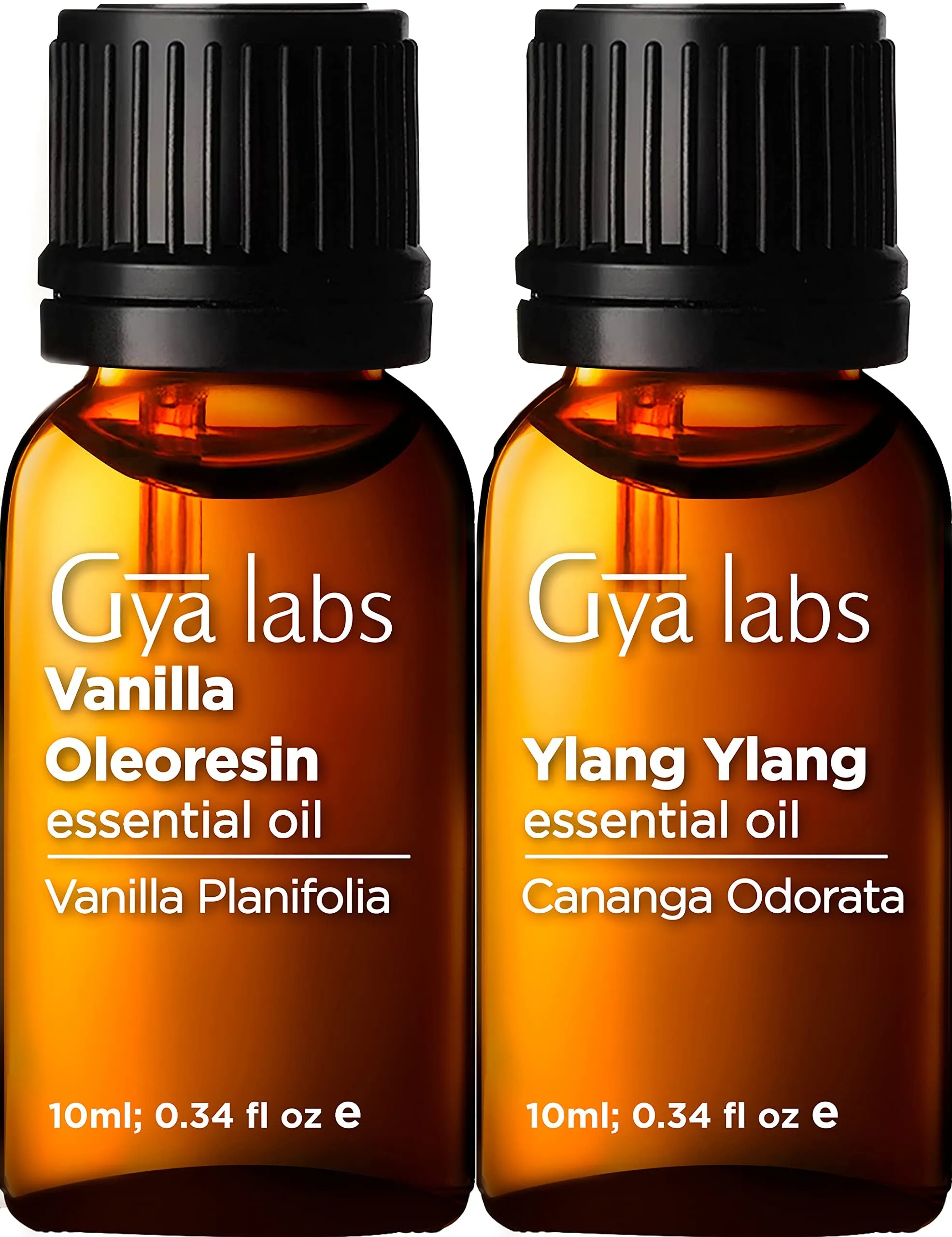 Gya Labs Ylang Ylang & Vanilla Essential Oil 10ml - Relaxing Aromatherapy 2-in-1 Pack