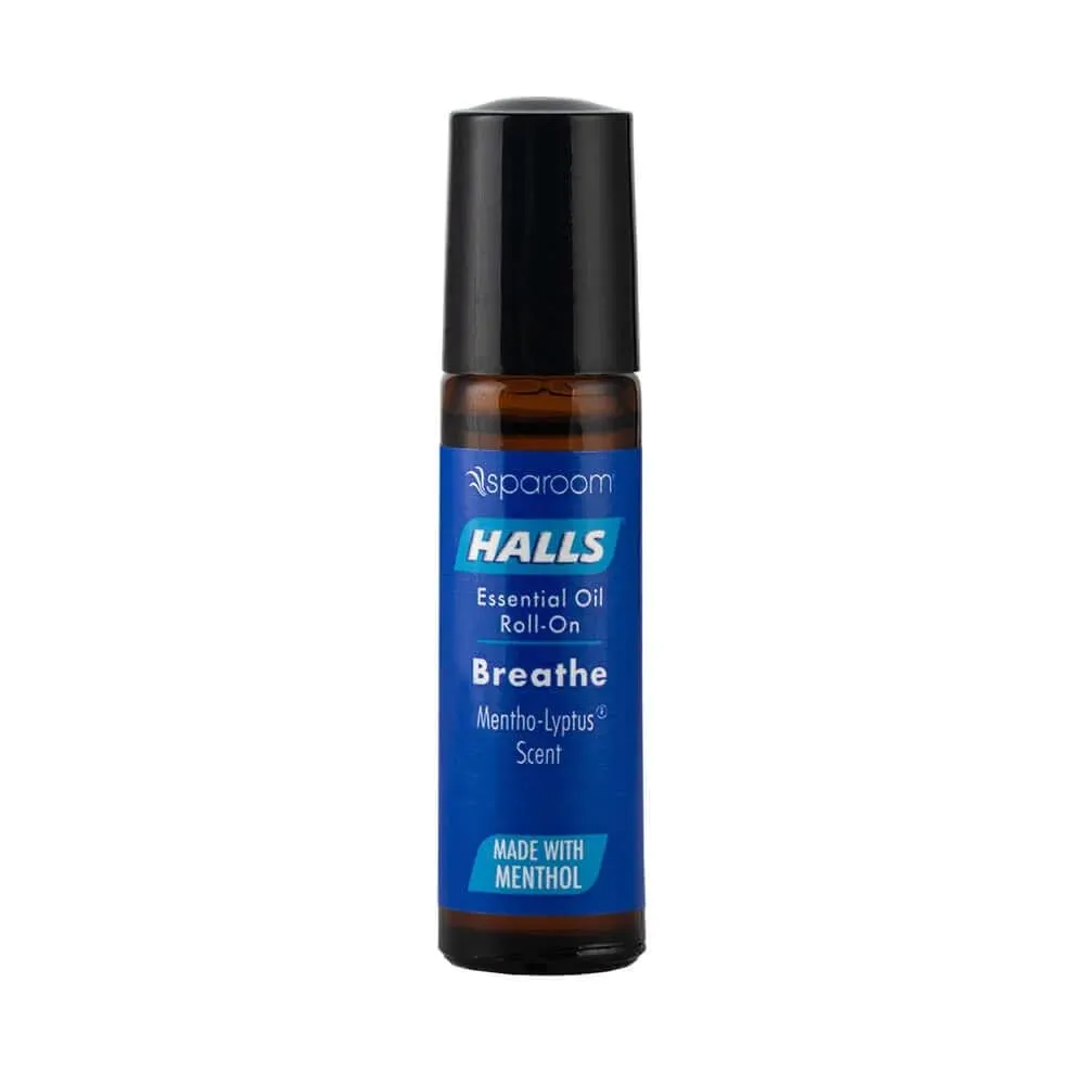 Halls Breathe Menthol Aromatherapy Roll-On, 10mL, Refreshing Mentho-Lyptus Scent with Essential Oils