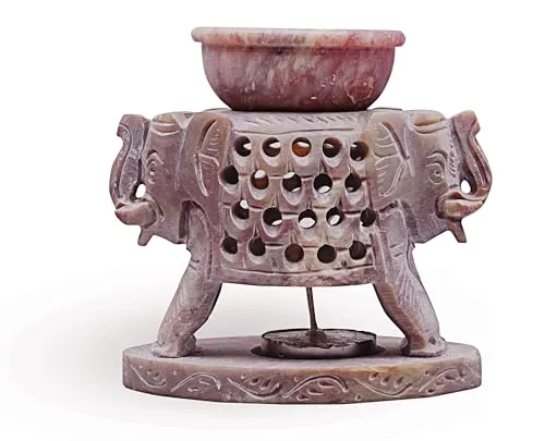 Hand Carved Elephant Soapstone Essential Oil Burner