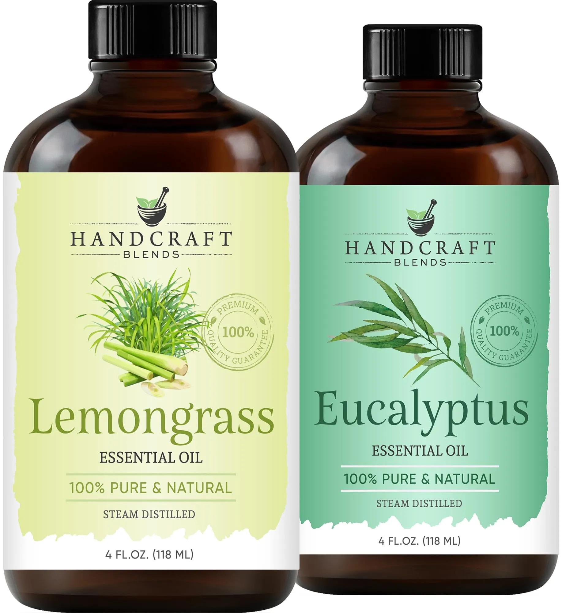 Handcraft Blends Eucalyptus & Lemongrass Essential Oil Set – 4 Fl. Oz – 100% Pure & Natural