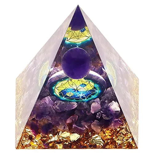 Handmade Amethyst Orgone Pyramid for Positive Energy, Stress Relief & Wealth Attraction