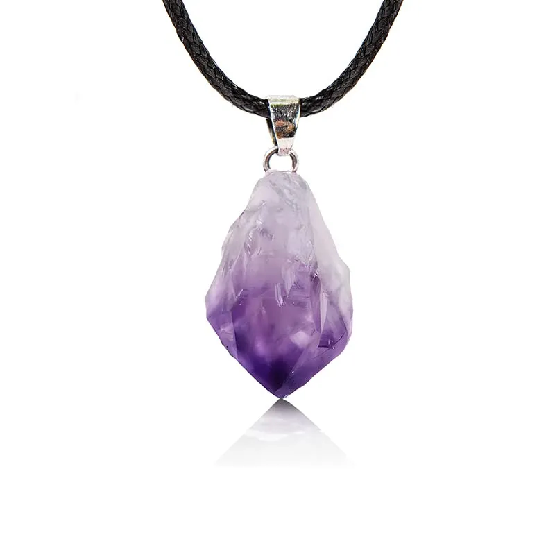 Healing 7 Chakra Crystal Necklace, Adjustable Amethyst Pendant for Energy Protection & Happiness