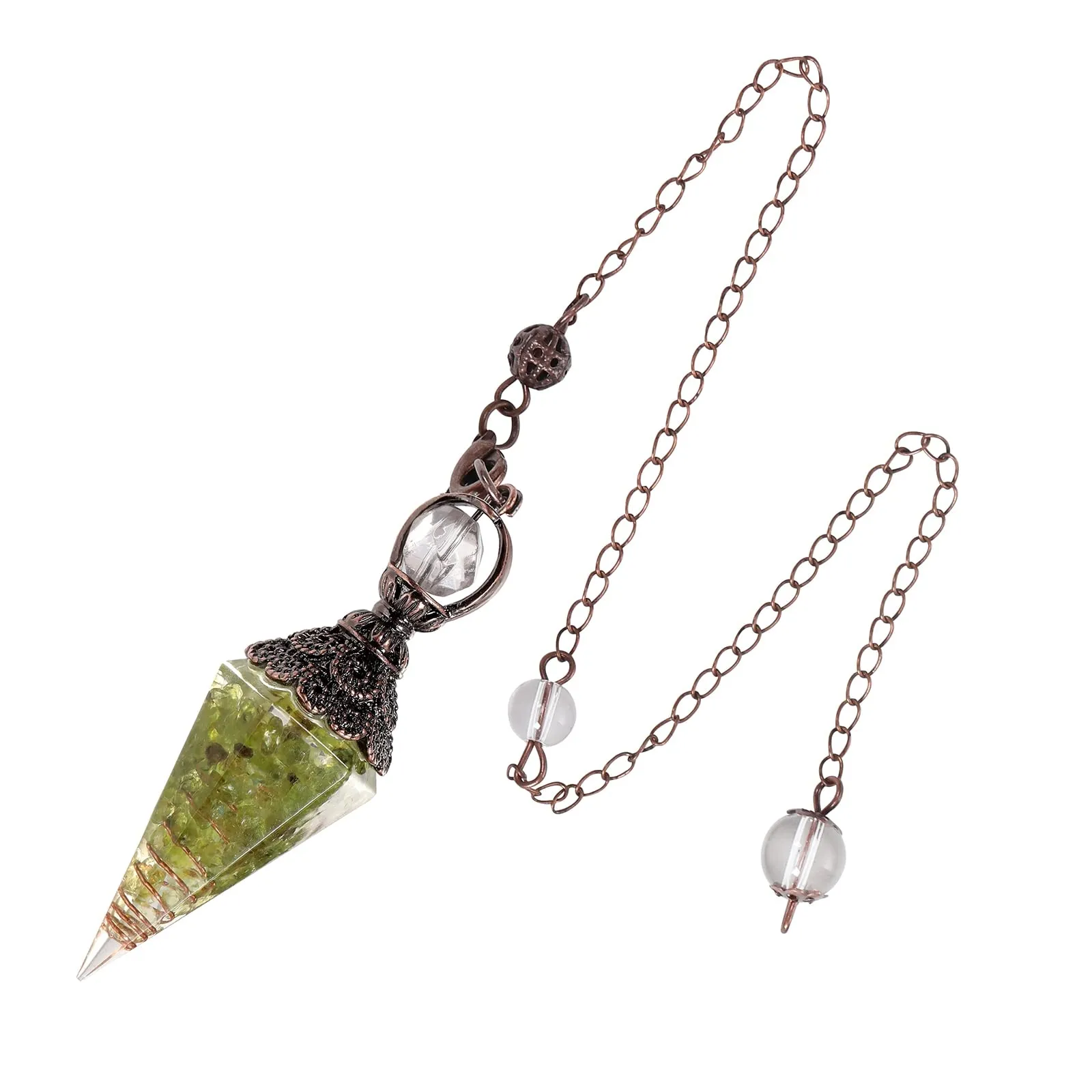 Healing Crystal Pendulum for Divination, Olivine, 13.78 inches, Chakra Balancing, Spiritual Gemstone