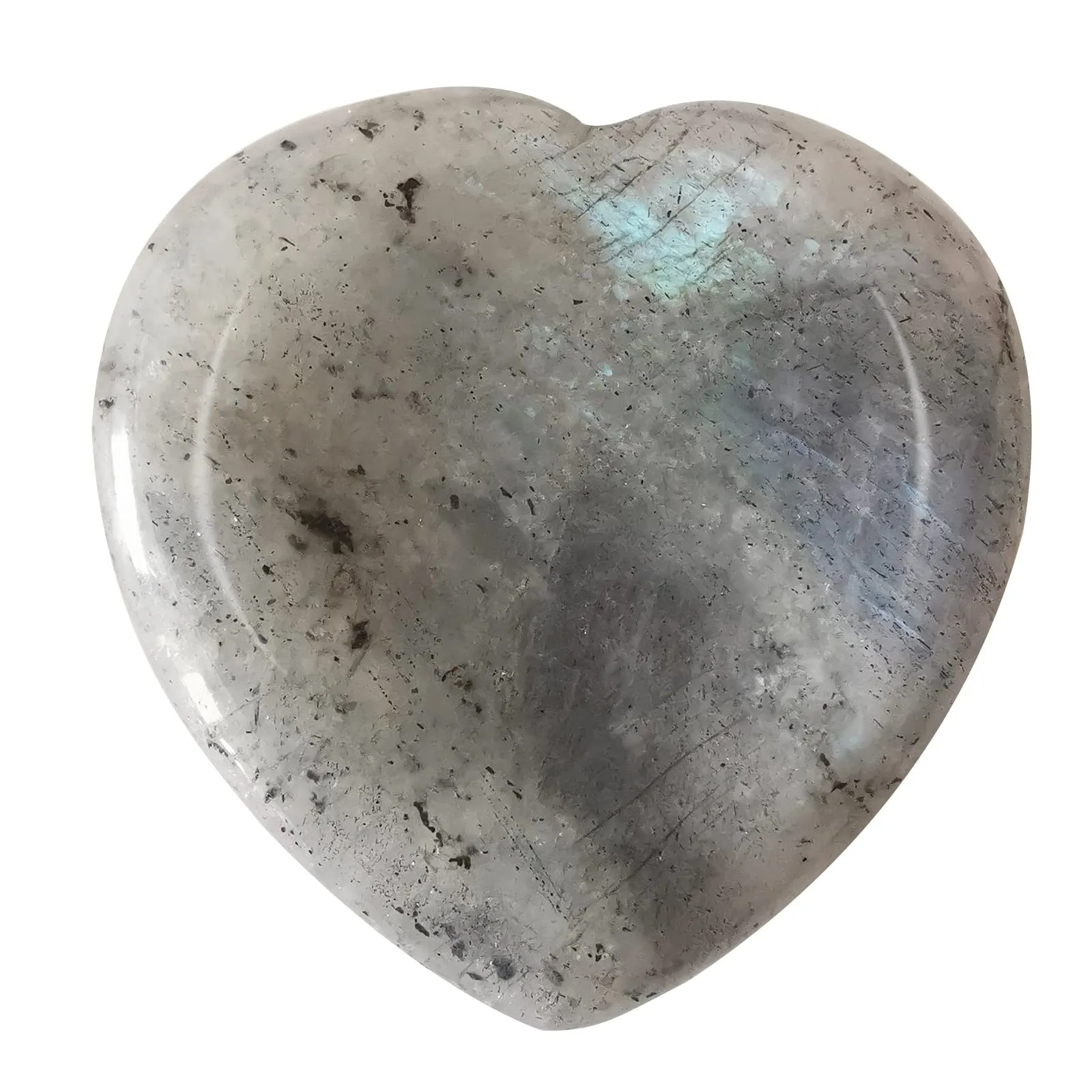 Heart-Shaped Moonstone Worry Stone - Hand-Carved Polished Stress Relief Crystal Pocket Stone